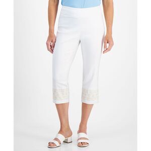 Petite Embroidered-Trim Capri Pants